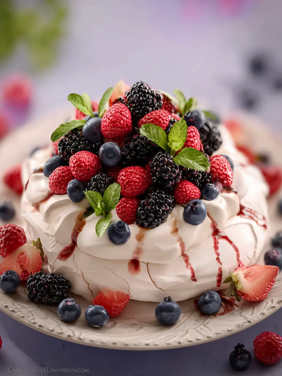 Berry Topped Pavlova Dessert First Image