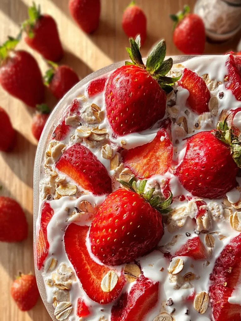 Indulge in Strawberries and Cream Overnight Oats Recipe First Image
