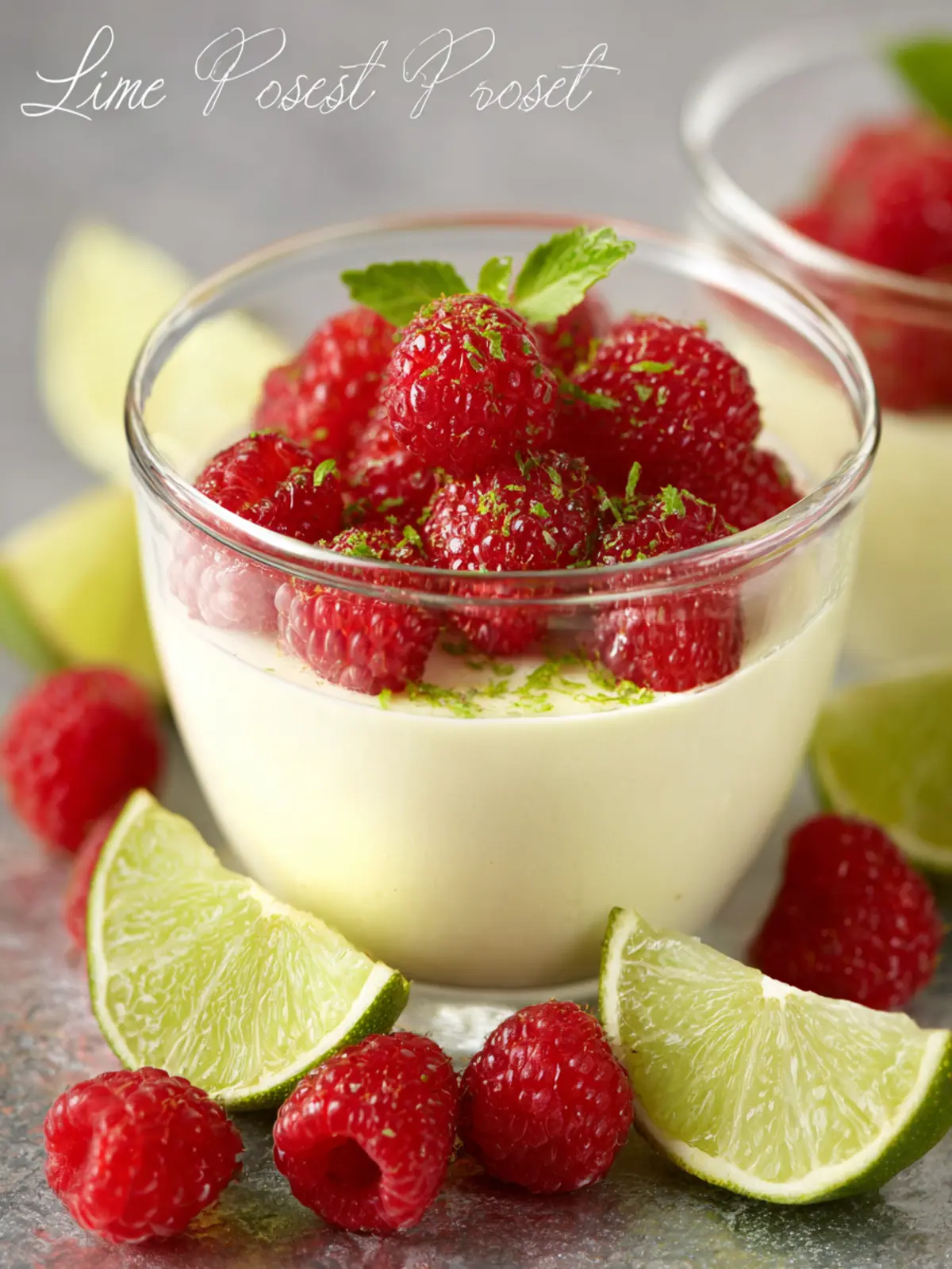 Lime Posset with Fresh Raspberries First Image