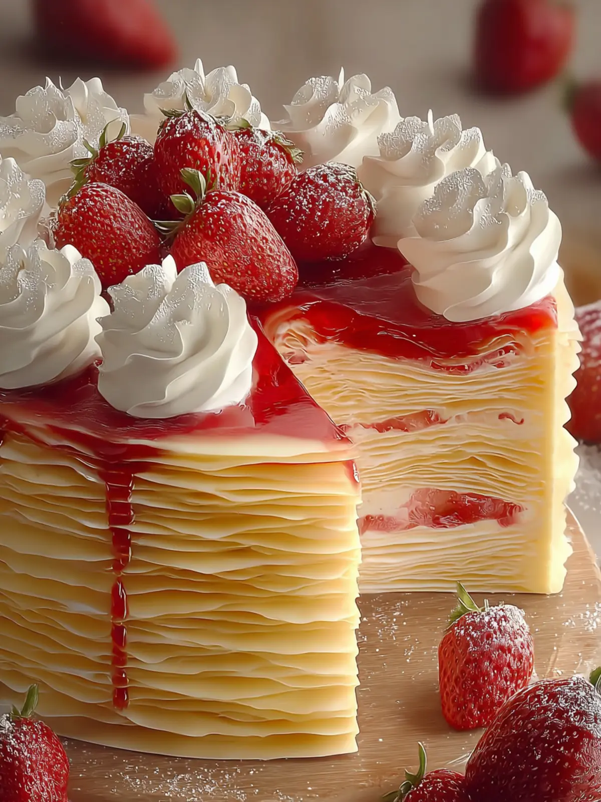 Strawberry Vanilla Mille Crêpe Cake First Image