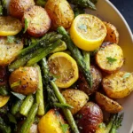 Zesty Lemon Roasted Potatoes and Asparagus Recipe First Image