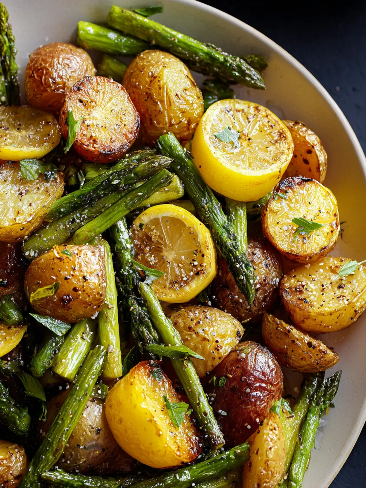 Zesty Lemon Roasted Potatoes and Asparagus Recipe First Image