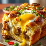 Best Hawaiian Roll Breakfast Bake with Eggs & Beef Sausage First Image