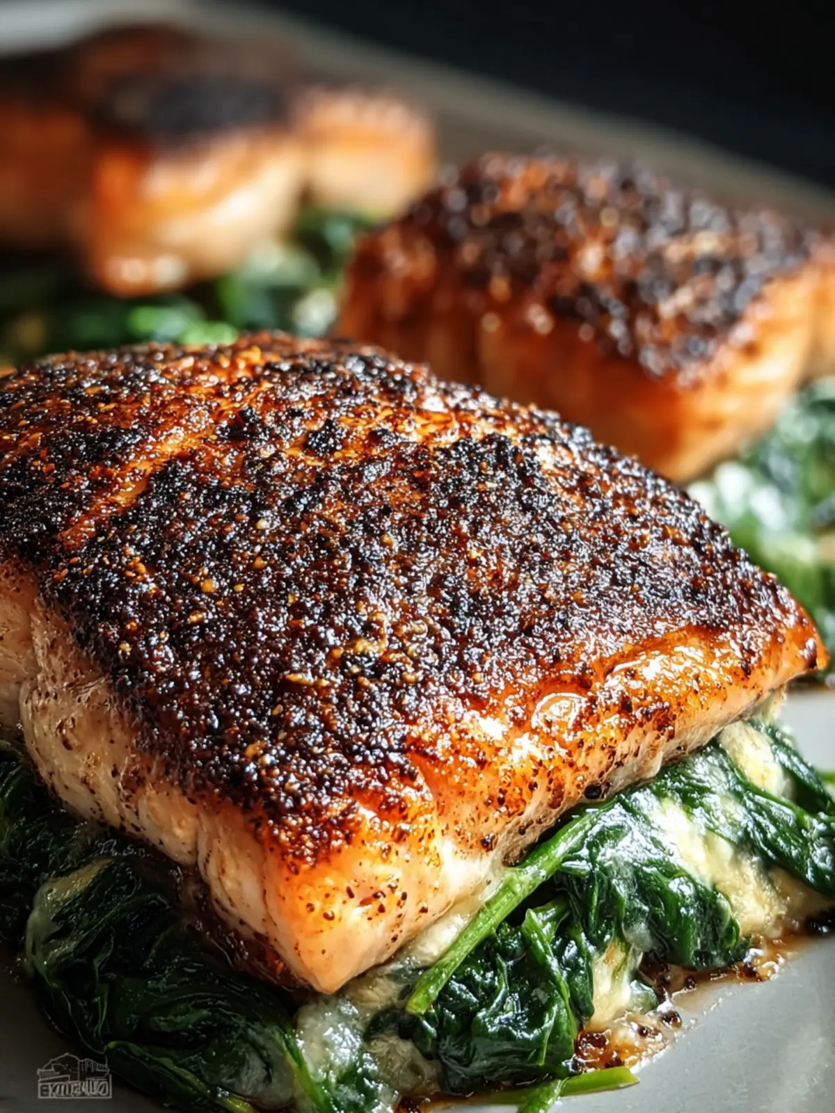 Savory Blackened Salmon Stuffed with Spinach & Parmesan First Image