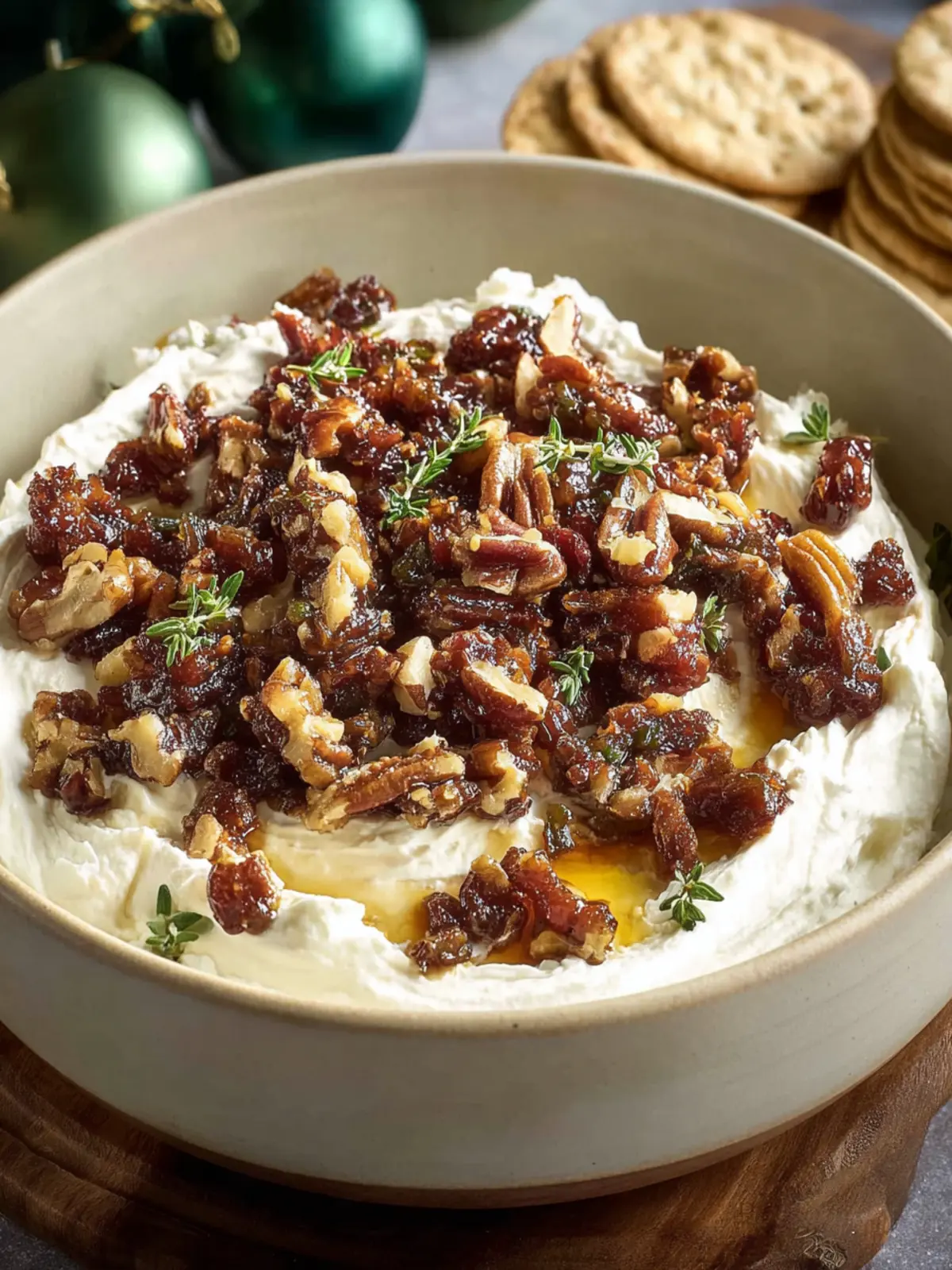 Whipped Goat Cheese Dip with Pecan Date Topping First Image