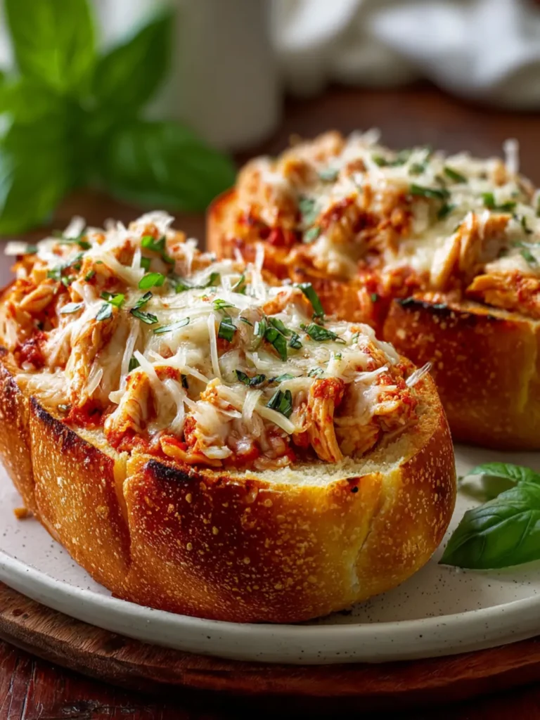 Chicken Parmesan Stuffed Garlic Bread Boats First Image