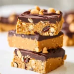 Double Nutty Peanut Butter Protein Bars (No Bake, 18g Protein) First Image