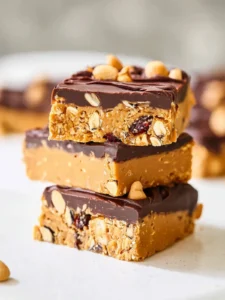 Double Nutty Peanut Butter Protein Bars (No Bake, 18g Protein) First Image