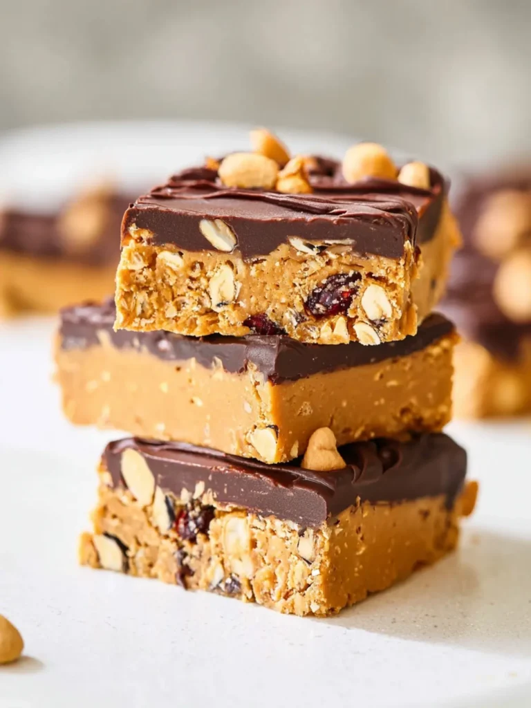 Double Nutty Peanut Butter Protein Bars (No Bake, 18g Protein) First Image